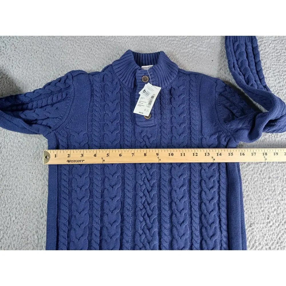 Gymboree Sweater Boys Size 8 Blue Cable Knit Nordic Winter Pullover 1/4 Button